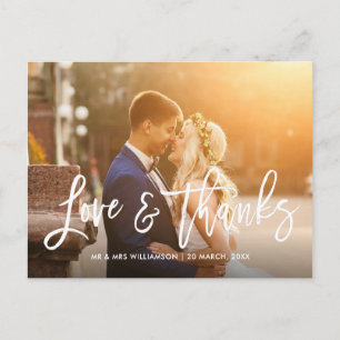 Postale carte de remerciements de mariage photo de script 