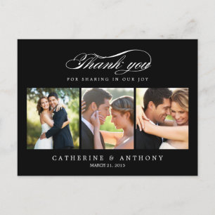 Postale Carte de remerciements de mariage simple et élégan