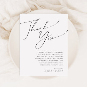 Postale Carte de remerciements de table de script minimali