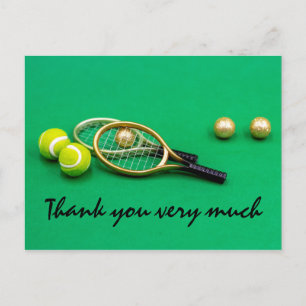 Postale Carte de remerciements de tennis avec raquette à b