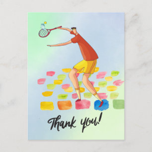 Postale Carte de remerciements de tennis pour coach aquare