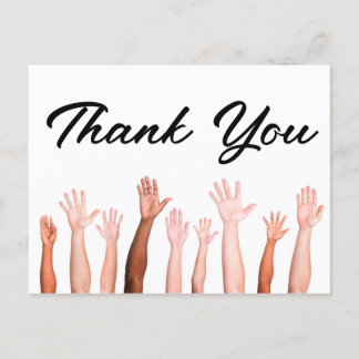 Postale carte de remerciements divers groupe de mains levé
