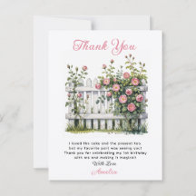 Carte de remerciements floral pour le premier anni