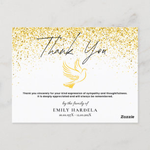 Postale Carte de remerciements funéraire - Gold Dove & Fau