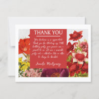 Carte de remerciements gras riche en fleurs rouges