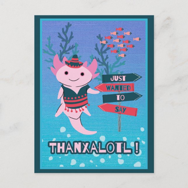 Postale Carte de remerciements mexicain Axolotl mignon (Devant)
