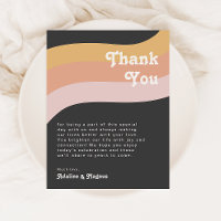 Carte de remerciements moderne Retro Rainbow Dark 