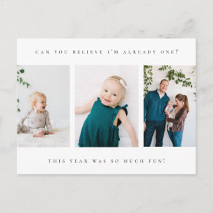Postale carte de remerciements photo de 1er anniversaire