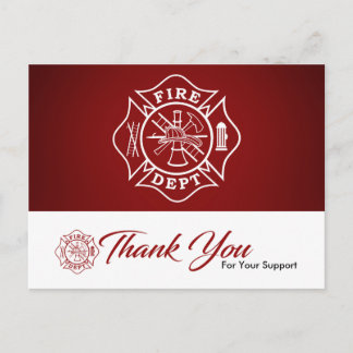 Postale Carte de remerciements pompier