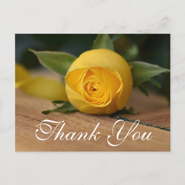 Postale Carte de remerciements rose jaune Script (Devant)