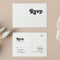 Carte de réponse de mariage à lettrage rétro moder