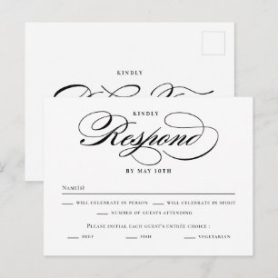 Postale Carte de réponse de mariage couleur modifiable Scr