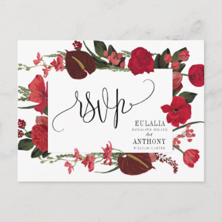 Postale Carte de réponse de mariage élégant romantique