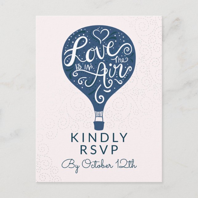 Postale Carte de réponse de mariage Navy Hand Lettered Lov (Devant)
