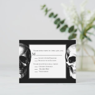 Postale Carte de réponse du Mariage Halloween gothique crâ