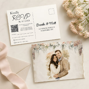 Postale Carte de réponse florale rustique à voix douce