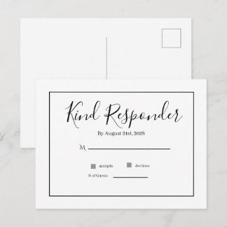 Postale Carte de réponse minimale élégante pour mariage