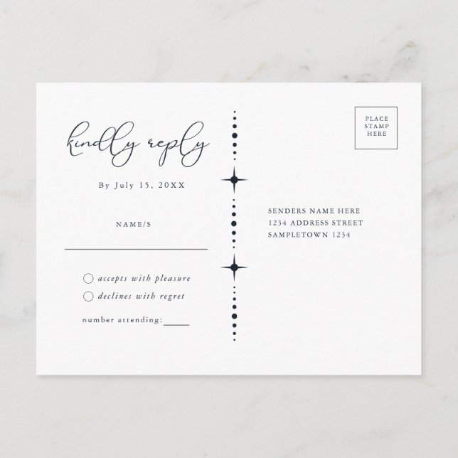 Postale Carte de réponse pour le Soleil et la Lune Céleste (Dos)