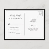 Carte de réponse RSVP à bordure minimaliste de feu