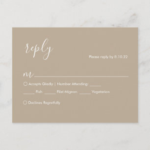 Postale Carte de réponse RSVP de mariage boho avec options