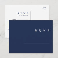 Carte de réponse RSVP moderne bleu marine | argent