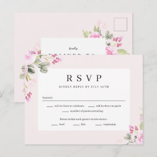 Postale Carte de réponse RSVP pour mariage floral au jardi