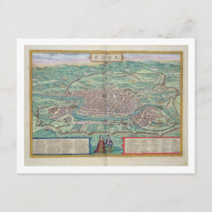 Postale Carte de Rome, de Civitates Orbis Terrarum par Ge