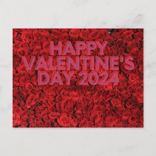 Postale Carte de Saint-Valentin rose rouge