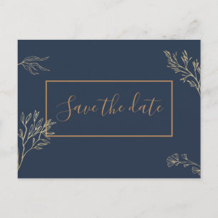 Postale Carte de sauvegarde de date Saphir Mers Bleu Or