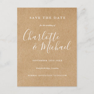 Postale Carte de sauvegarde de mariage à signature rustiqu