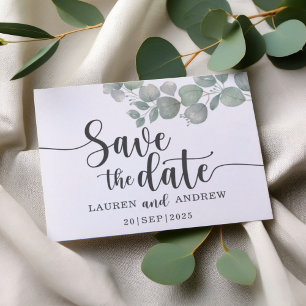 Postale Carte de sauvegarde de mariage au eucalyptus vert
