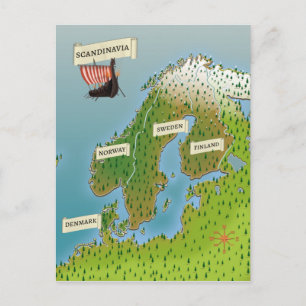 Postale Carte De Scandinavie