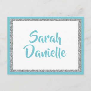 Postale Carte de souhaits Parties scintillant bleue et arg