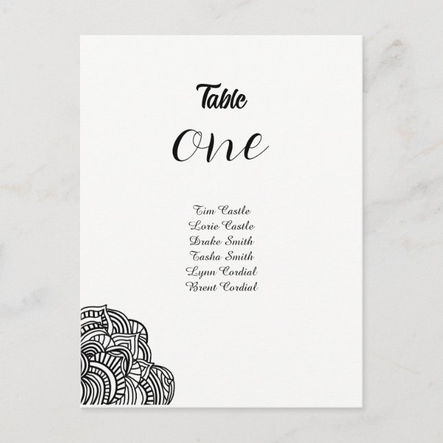 Postale Carte de table à coin noir Design (Devant)