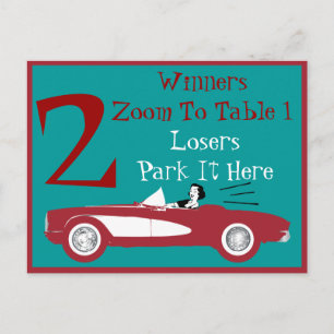 Postale Carte de table convertible rouge Bunco rétro #2