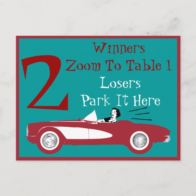Postale Carte de table convertible rouge Bunco rétro #2 (Devant)