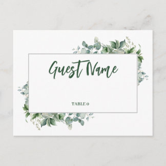 Postale Carte de table de bordure d'eucalyptus aquarelle