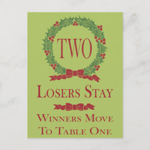 Postale Carte de table Holly Wreath Bunco #2