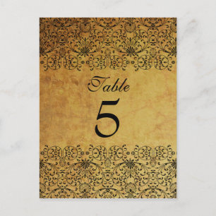 Postale Carte de table mariage damassé en or noir verni vi