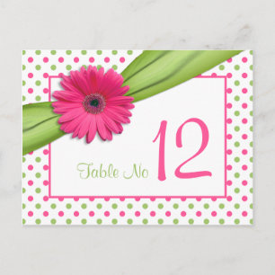 Postale Carte de table Pois Mariage Rose Green Daisy