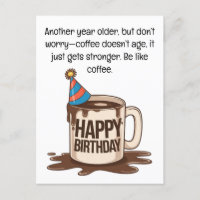 Carte de tasse de café d'anniversaire : Vœux merve
