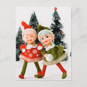 Postale Carte de vacances pliante, Joyeux elfe de Noël