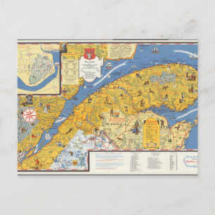 Postale Carte de Vacanes, Québec, Gaspésie (Canada)