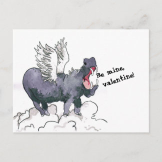 Postale Carte de valentine d'hippopotame