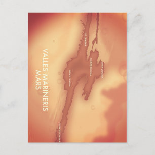 Postale carte de Valles marineris Mars