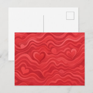 Postale Carte de vœux à motif de cœur ondulé Amour Rétro