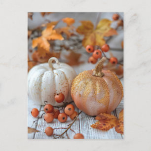 Postale carte de voeux automne citrouille élégant