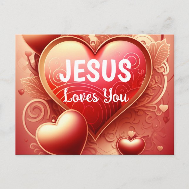 Postale Carte de Vœux Biblique Jésus Vous Aime (Devant)