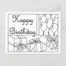 Carte de vœux d'anniversaire à colorier
