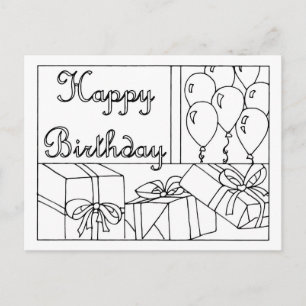 Postale Carte de vœux d'anniversaire à colorier
